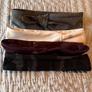Set of Four Headbands in Gray, White, Burgundy, and Black